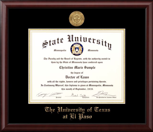 University of Texas El Paso 11 x 14 Scholar Mahogany Diploma Frame