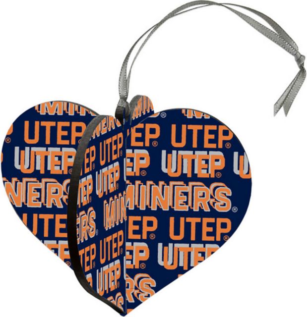 University of Texas El Paso Miners 3D Heart Ornament