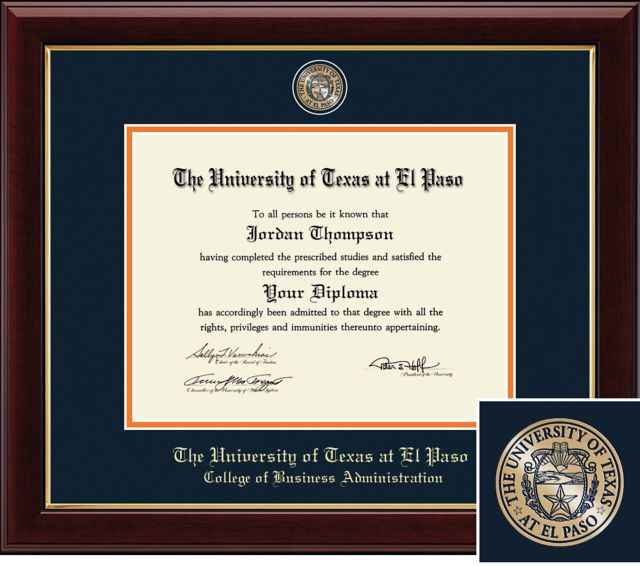 Masterpiece Diploma Frame. Bachelors, Masters. College of Business Administration  - ONLINE ONLY
