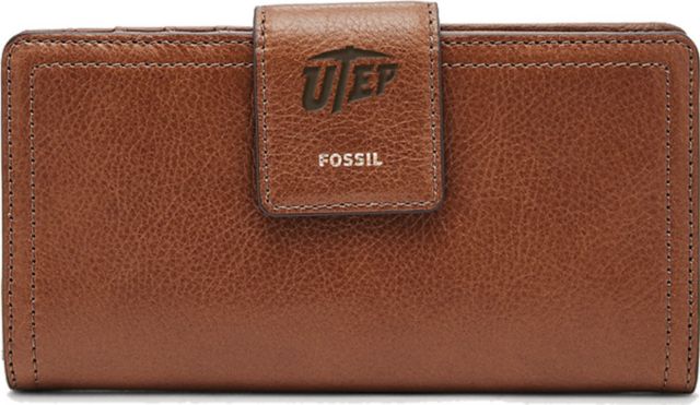 Fossil Leather Logan RFID Tab Clutch - Brown - ONLINE ONLY