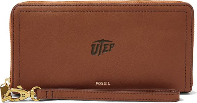 Fossil Leather Logan RFID Zip Around Clutch - Brown - ONLINE ONLY