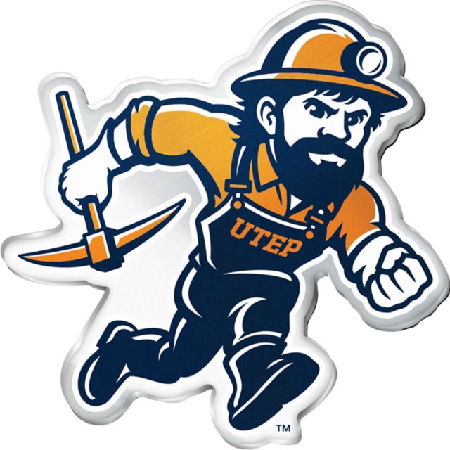 University of Texas El Paso Paydirt Pete Acrylic Auto Emblem