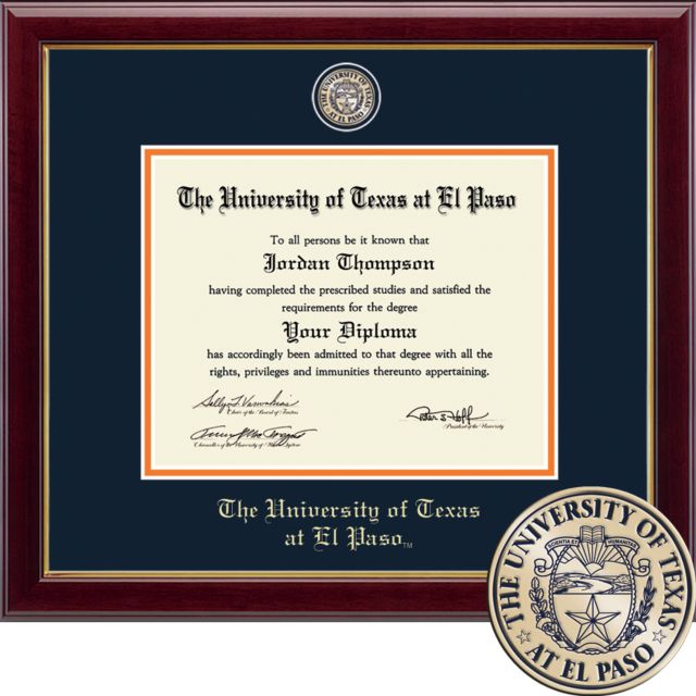 University of Texas El Paso 8.5 x 11 Diploma Frame