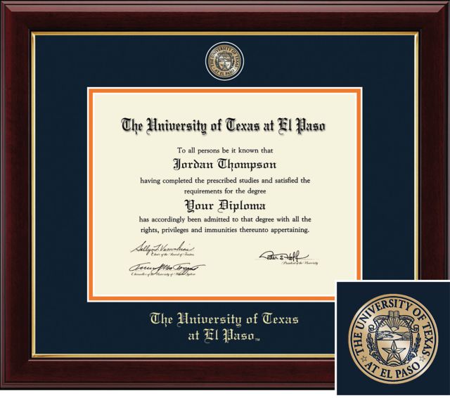 University of Texas El Paso 8.5 x 11 Diploma Frame