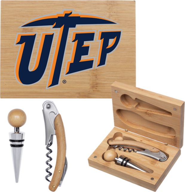 University of Texas El Paso Bamboo Wine Tool Set