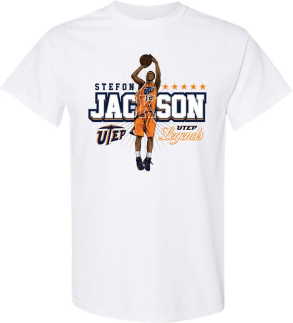 University of Texas El Paso Men's Basketball Short Sleeve T-Shirt STEFON JACKSON Caricature