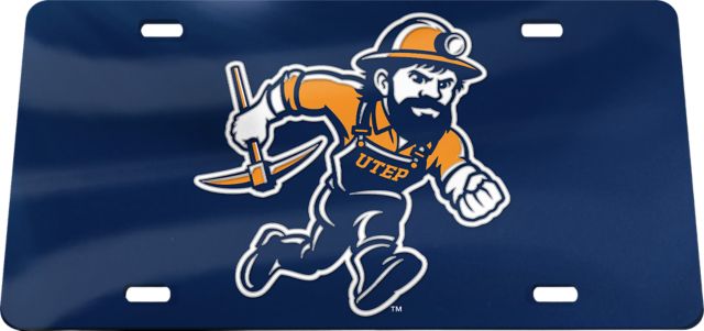 University of Texas El Paso Paydirt Pete Acrylic Laser Cut License Plate