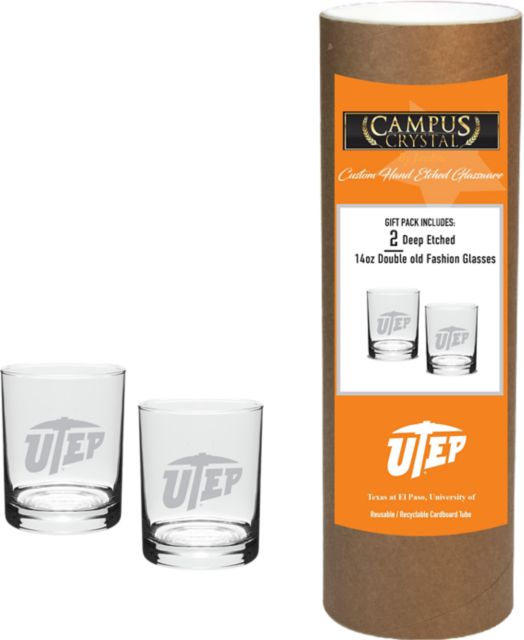University of Texas El Paso 14 oz. Double Old Fashion Glass - Set of 2