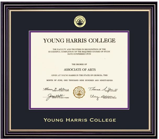Young Harris College Prestige Diploma Frame