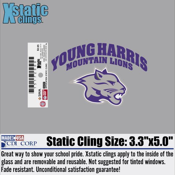 Young Harris College Mountain Lions Cling Decal