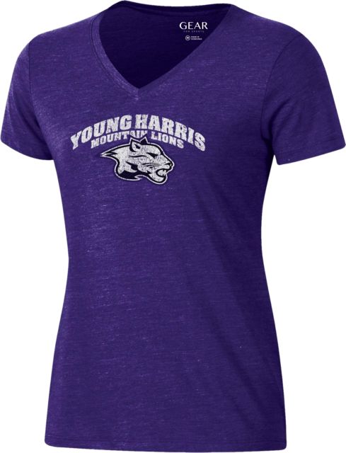 Young Harris College Mountain Lions Women's V-Neck Short Sleeve T-Shirt