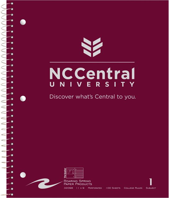 North Carolina Central University Notebook 100-Sheet