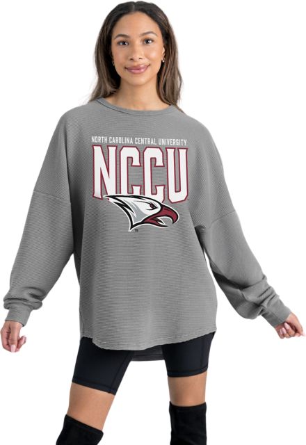 North Carolina Central University Women's Crewneck Essential Corded Pullover with Ribbed Knit Cuff Detail