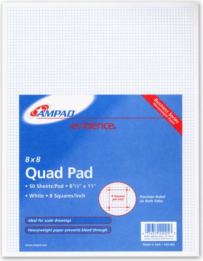 TOP-BD QUAD 8x8 SQ 8.5X11 50SH