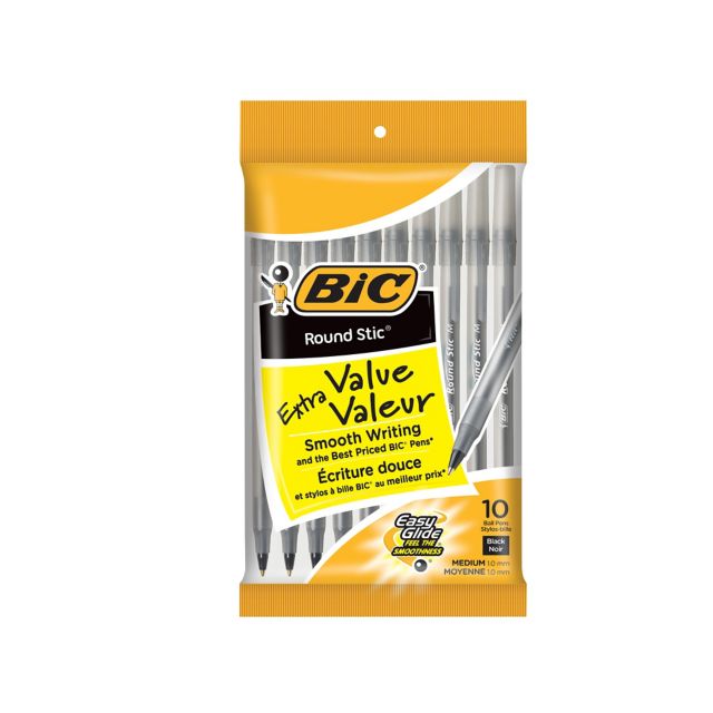 BIC Round Stic Extra Value Ballpoint Pen Easy-Glide  1.0mm