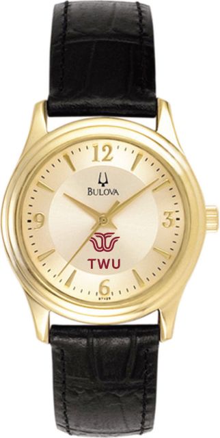 Bulova Ladies' Gold and Leather Watch - ONLINE ONLY