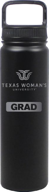 24 oz Matte Black Stainless Steel Water Bottle Grad