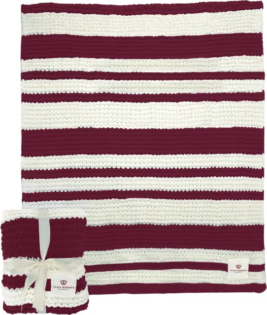 Texas Woman's University  Cable Knit Throw 50x60