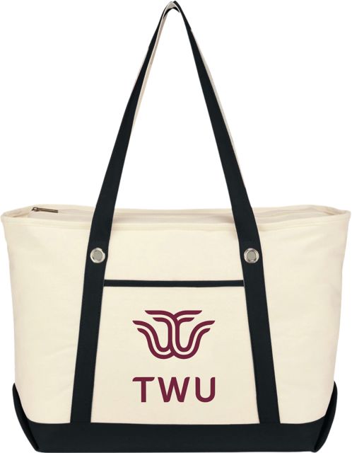 Texas Woman's University  Canvas Zippered Tote Bag