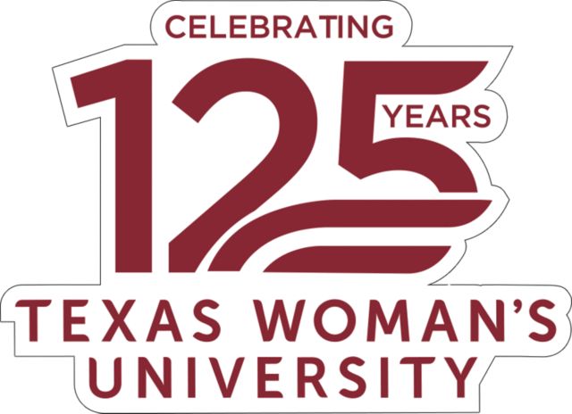 Texas Woman's University  Medium Decal TWU Celebrating 125 Years Stacked - ONLINE ONLY