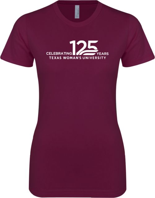 Texas Woman's University  Next Level Womens Boyfriend Tee TWU Celebrating 125 years Flat Mark - ONLINE ONLY
