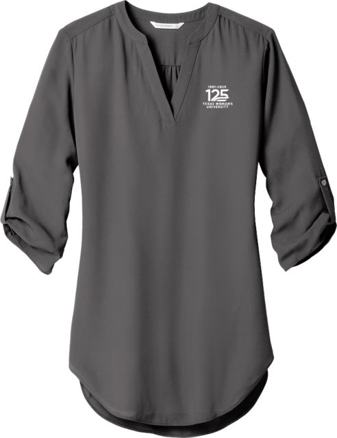 Texas Woman's University  Womens 3/4 Sleeve Tunic Blouse Texas Womens University 125 years - ONLINE ONLY
