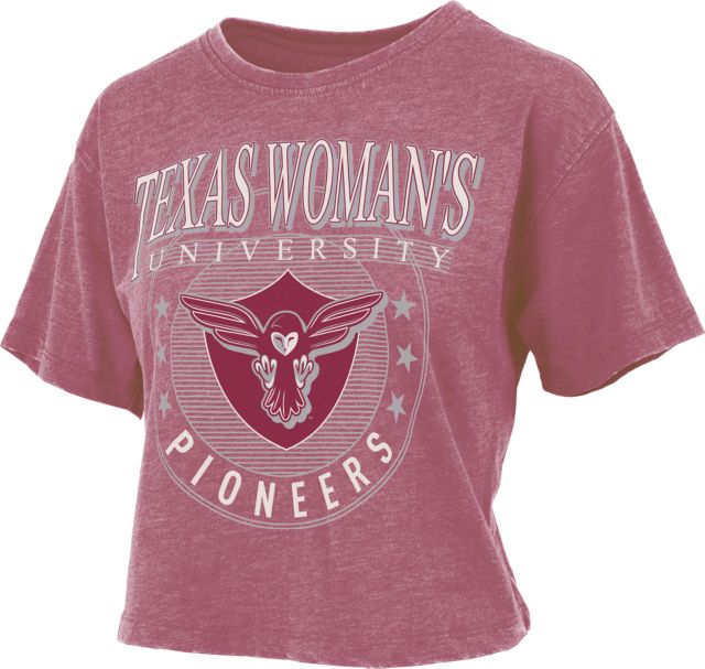 Texas Woman's University Pioneers Women's Cropped Short Sleeve T-Shirt