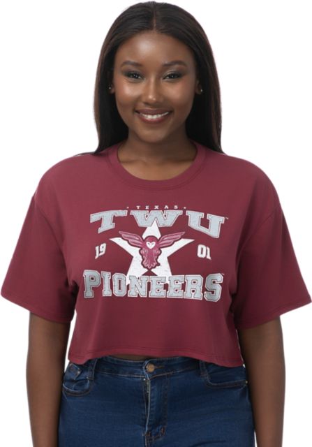 Texas Woman's University Pioneers Women's Boxy Crop Short Sleeve T-Shirt