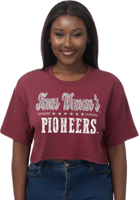 Texas Woman's University  Pioneers Women's Boxy Crop Short Sleeve T-Shirt