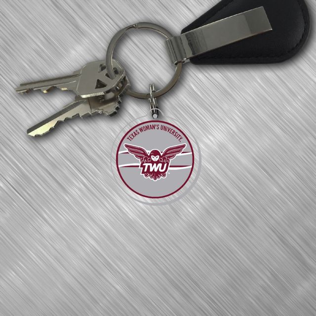 Texas Woman's University  Pioneers Laser Cut Keytag