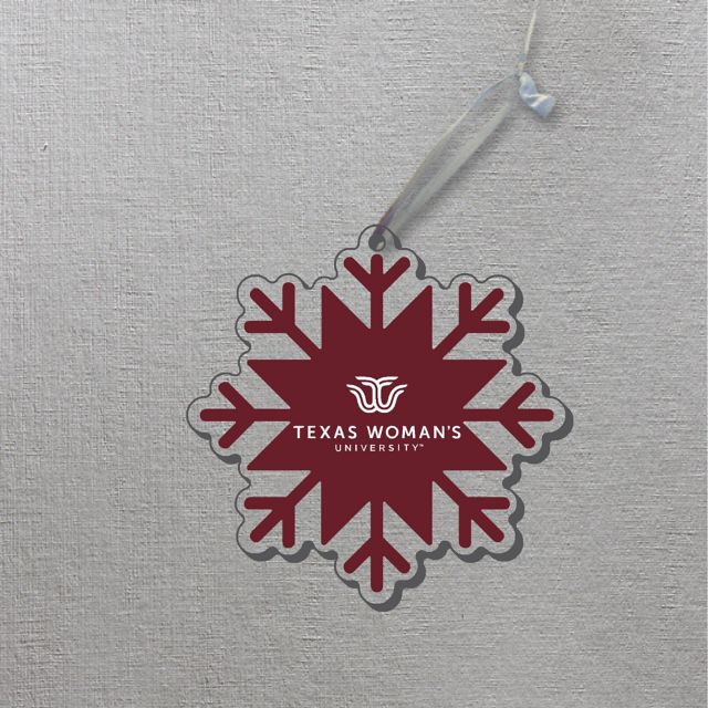 Texas Woman's University  3'' x 4'' Etched Plexiglass Ornament