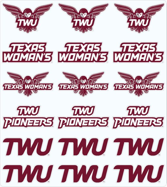 Texas Woman's University  Pioneers Sticker Sheet