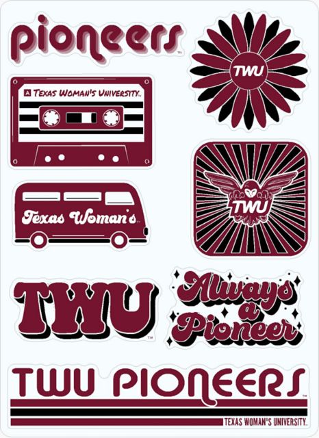 Texas Woman's University  7.5'' x 7.5'' Sticker Sheet