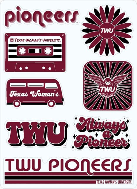 Texas Woman's University  7.5'' x 7.5'' Sticker Sheet