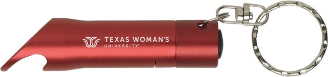 Texas Woman's University  Keychain with Bottle Opener Flashlite