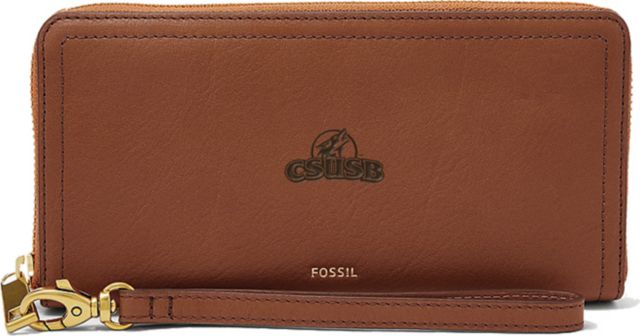 Fossil Leather Logan RFID Zip Around Clutch - Brown - ONLINE ONLY