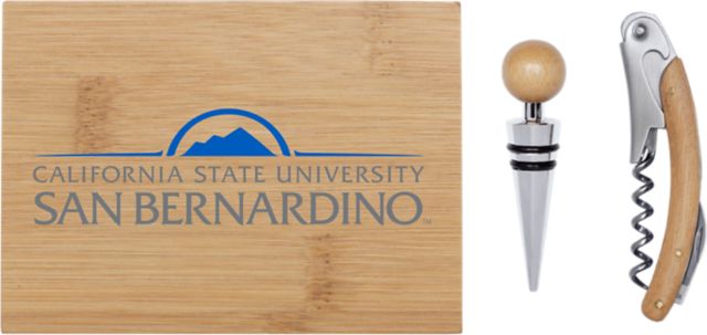 California State University San Bernardino Bamboo Wine Tool Set