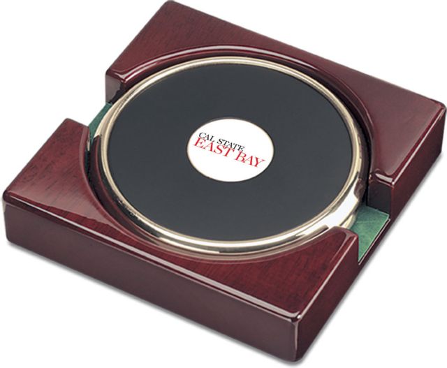 CSI Set Of 2 Gold  Round Coaster Gift Boxed With Colored Medallion - ONLINE ONLY