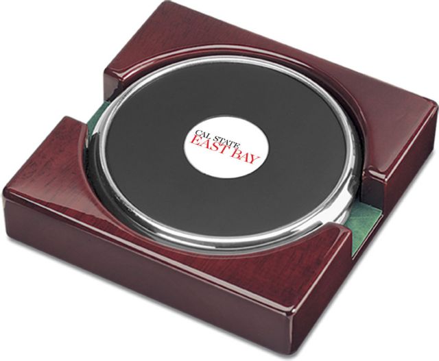 CSI  Set Of 2 Silver Round Coaster Gift Boxed With Colored Medallion - ONLINE ONLY