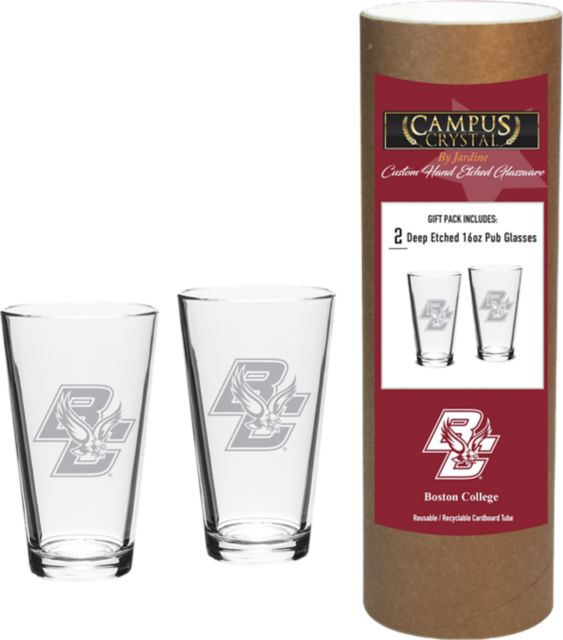 Boston College 16 oz. Etched Glass - Set of 2
