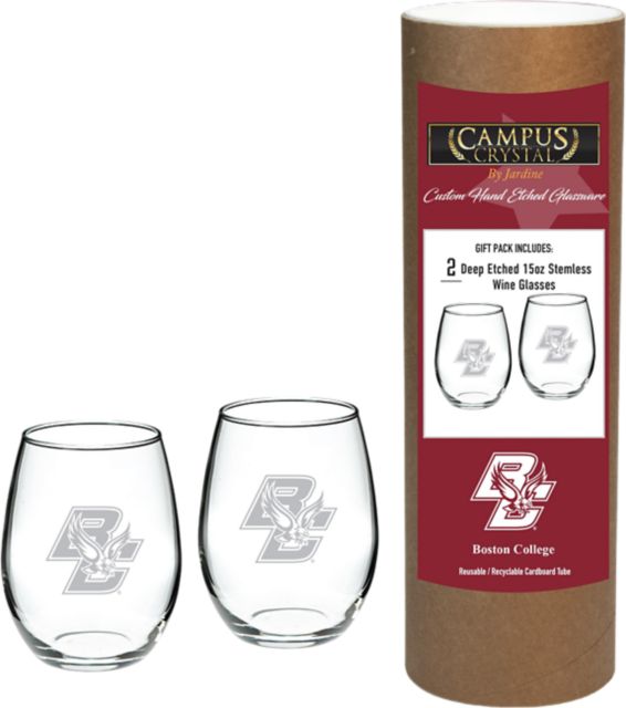 Boston College 15 oz. Stemless Wine Glass - Set of 2