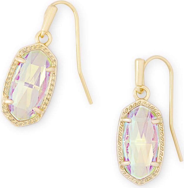 Lee Drop Earrings Gold Dichroic Glass