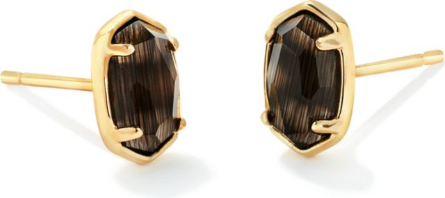 Emilie Stud Earrings Gold Black Cats Eye