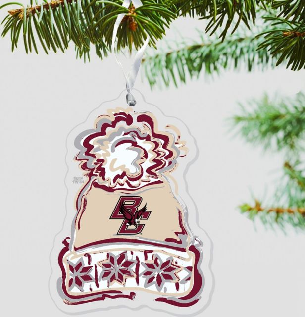 Boston College Hat 3 x 4 Etched Ornament