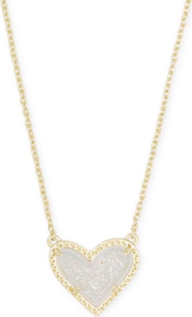 Ari Heart Short Pendant Necklace Gold Iridescent Drusy