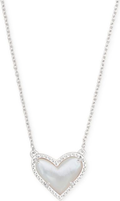Ari Heart Short Pendant Necklace Silver Ivory Mother Of Pearl