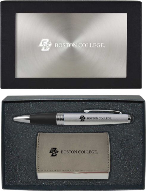 Boston College Business Card Holder And Pen Set