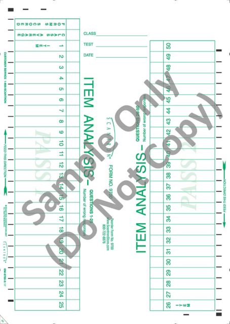 SCANTRON 100Q ITEM ANALYSIS