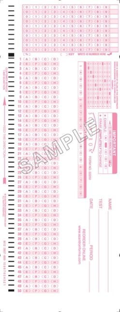 SCANTRON 100QUESxA A-D E-H ID