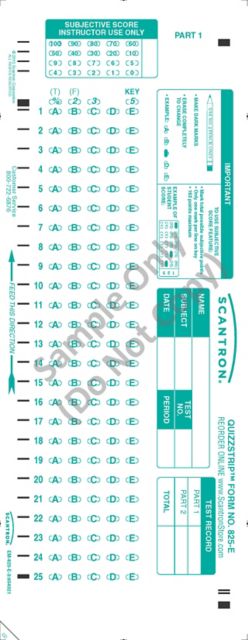 SCANTRON 25QUESx5 CHOICE ALPHA